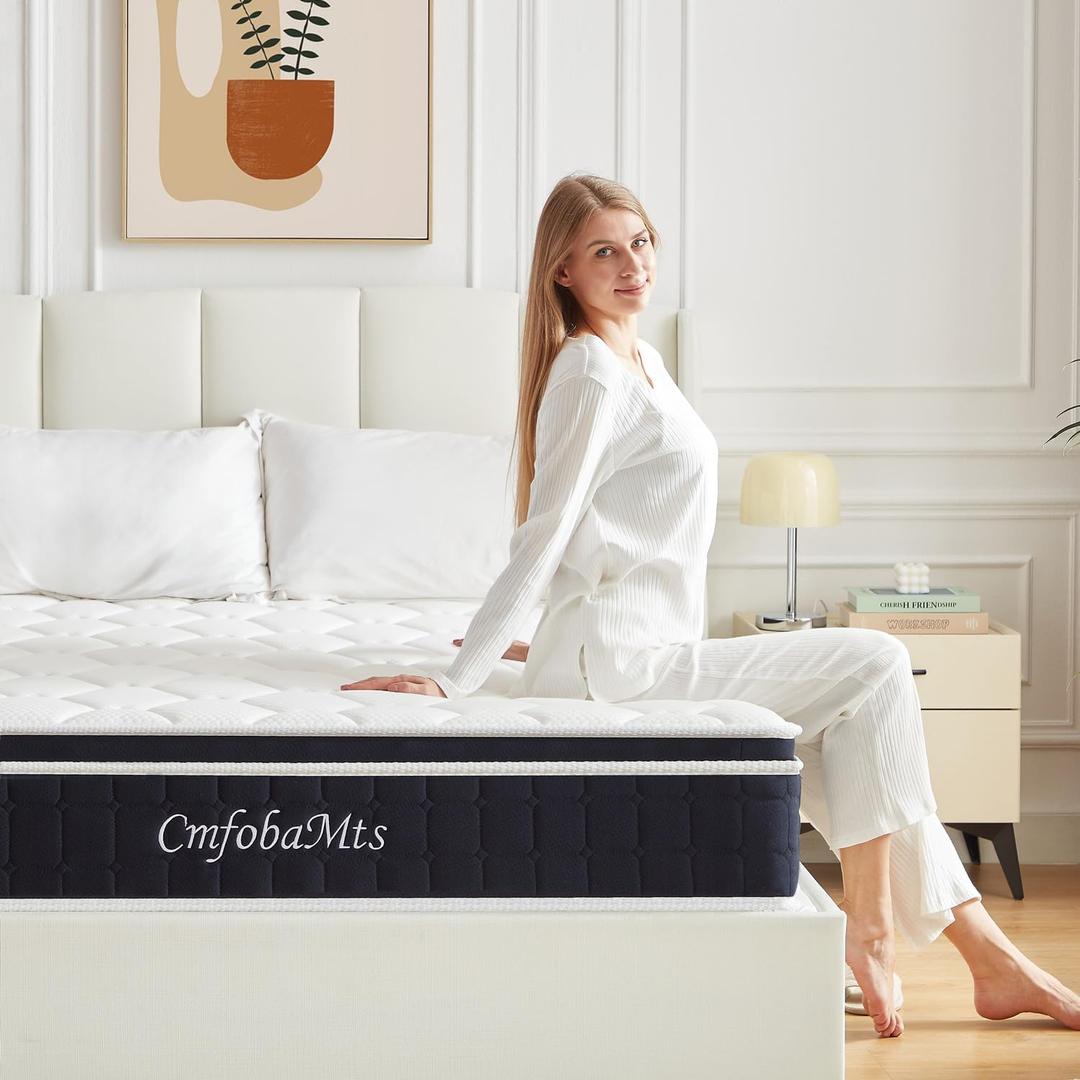 Twin Mattress, 10 Inch Memory Foam Hybrid Mattress in a Box with Independent Spring for Motion Isolation and Pressure Relief, Comfortable Medium Firm