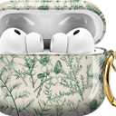 ZEKICE for AirPods Pro 3 Case, Compatible with AirPods Pro 3rd Generation Case (2025), Shockproof Protective Cover with Golden Carabine (Cute Green Leaves)