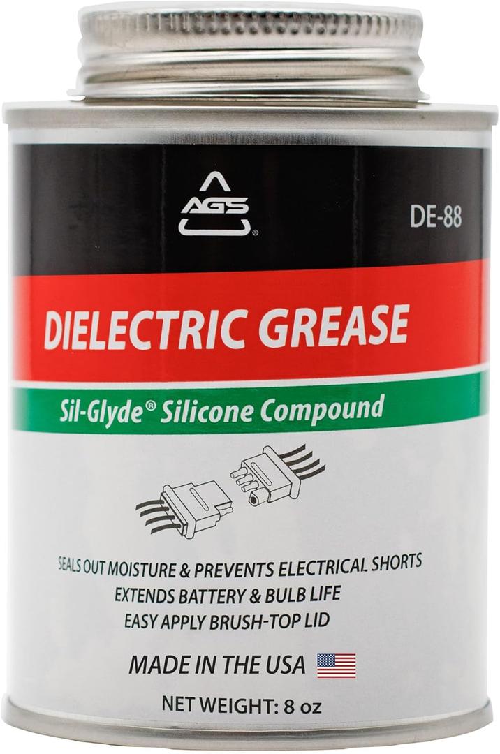 AGS Automotive Solutions Brush Top Can Dielectric Silicone Grease Compound for All Electrical Components and Connectors, 8 oz, Percise and Easy Application