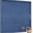 30x30 inches Leather Ottoman Serving Tray with Hole Handles, Square Extra Large Modern Service Tray for Living Room, Coffee Table, Bed, Tea, Food, Butler Countertop, Kitchen, Dinner, Picnic (Blue)