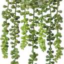 Succulents Plants Artificial, Small String of Pearls with Ceramic Pot Artificial Faux String of Pearls Suitable for Home Garden Decor, Wall Decoration