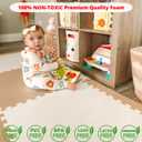 Extra Thick Baby Play Mat Tiles Non-Toxic Foam Floor Puzzle Mat Extra Large Interlocking Activity Playmat for Infants Toddlers Kids Crawling Tummy Time 74x74 Inches (Beige/White)