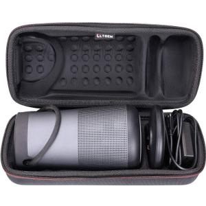 LTGEM Travel Protective Case for Bose SoundLink Revolve+ or Revolve+ (Series II) Portable & Long-Lasting Bluetooth 360 Speaker (Fits Charging Cradle, AC Adaptor and USB Cable) (Black)