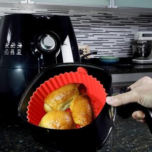 3 Pack Air Fryer Silicone Liners Basket Round, Apply to 1-3.5 QT Airfryer, Air Fryer Silicone Pot Bowl, Reusable Baking Tray Cooking Oven Accessories (Top 6.5in / Bottom 5.5in)
