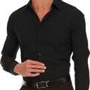 Nautica Slim Fit Mens Dress Shirts Long Sleeve Performance Polyester Fabric Wrinkle Free 4-Way Stretch (L)