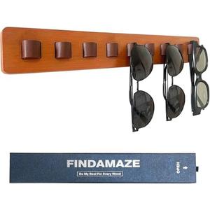 FINDAMAZE Sunglasses Organizer Wall Mounted Wood Sunglass Holder for Home Glasses Holder/Sunglasses Rack,Home Decor (Wood color-1pcs-long)