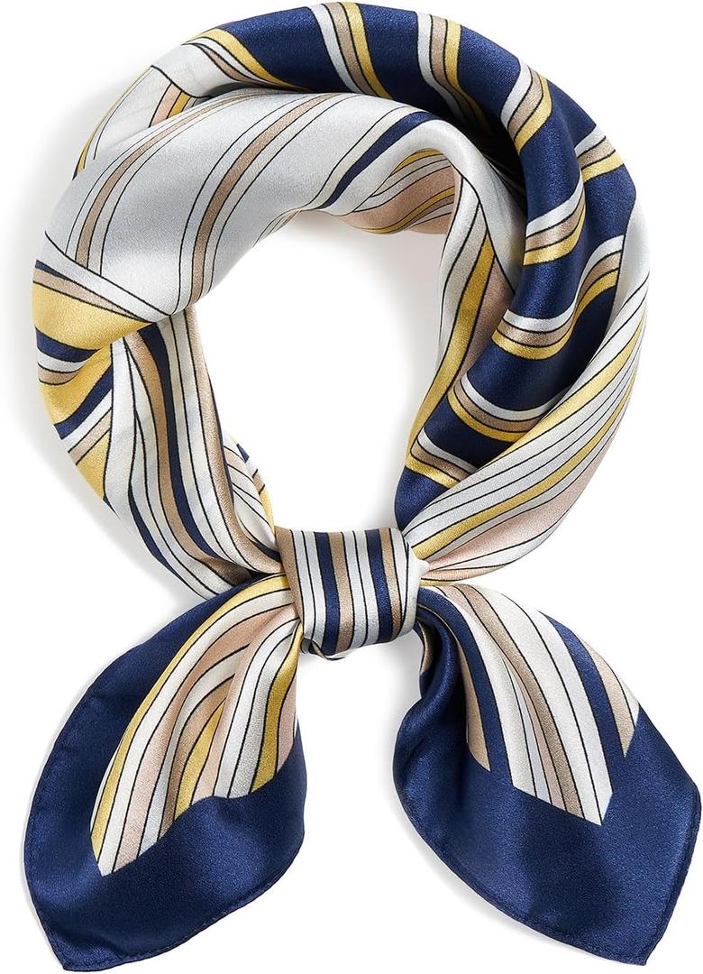 100% Mulberry Silk Scarves for Women Lightweight 21"x21" Square Scarf Small Neckerchief Women Printed Head Wrap