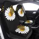 Sunflower Daisy Butterfly 2 Pcs Car Seat Covers Set Vehicle Front Seat Protector Auto Interior Accessories Protetors Car Mat Covers Universal fit Most Car SUV Van Truck