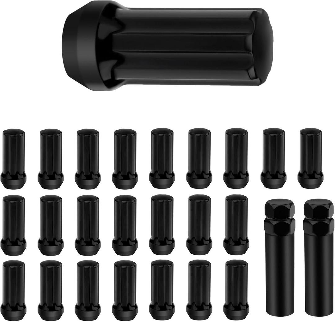 SCITOO 14x2 Spline Lug Nuts Fits for 1997-2014 for Ford for F150 for Ford Expedition 24pcs+2keys Black Close End 2" Wheel Lug Nuts Set for Lincoln Mark for Navigator
