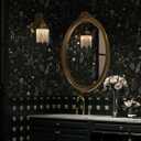 Dimoon 236"x16.1" Floral Peel and Stick Wallpaper Black Contact Paper Thicken Wallpaper Delicate Flower Waterproof Green Leaf White Self Adhesive Removable Wall Paper Shelf Liner Decal Vinyl Roll