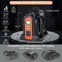DC 20V to AC 120V Power Inverter for Black and Decker 20V Battery, 350W Pure Sine Wave Power Portable Inverter Converter with LCD Display and LED Light, 4 Battery Port, 350W-Black&Decker 20V(4 Channel)