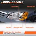 for 2001-2003 Honda Civic Headlights Assembly Compatible with 2001 2002 2003 Civic 2/4DR Chrome Housing Amber Reflector Replacement Driver & Passenger Side
