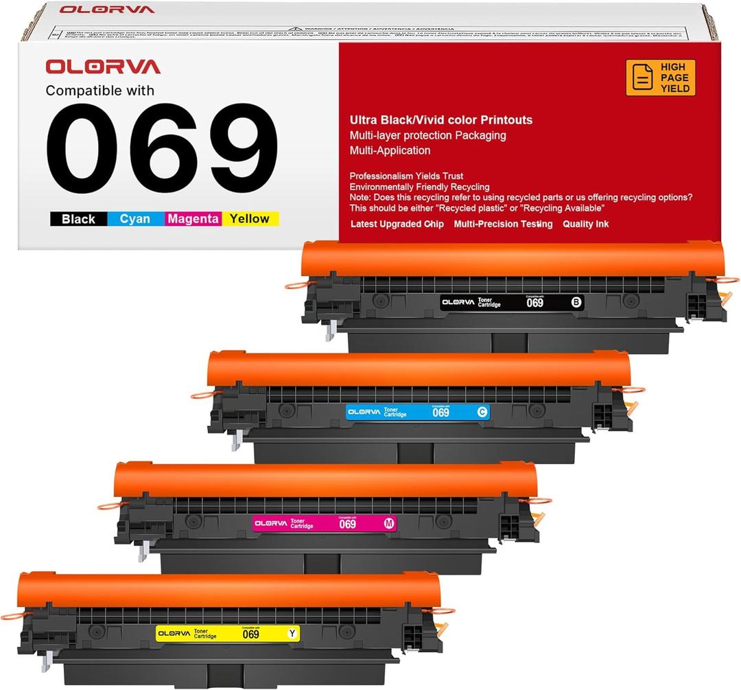 069 069H Toner Cartridge Set (4-Pack, Black Cyan Magenta Yellow) - Loment Compatible 069 High Capacity Toner Replacement for 069 Toner LBP674Cdw MF753Cdw MF751Cdw Printer