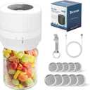 Electric-Mason-Jar-Vacuum-Sealer, Automatic Wide Mouth and Regular Mouth Mason Jar Vacuum Sealer Kit, VP06+ Vaccum Sealer for Jars with Opener & 5 Pairs of Lids (White)