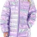 Cutemile 4-12 Years Girls Winter Jacket Long Puffer Coat Water Resistant with Hooded (Purple)