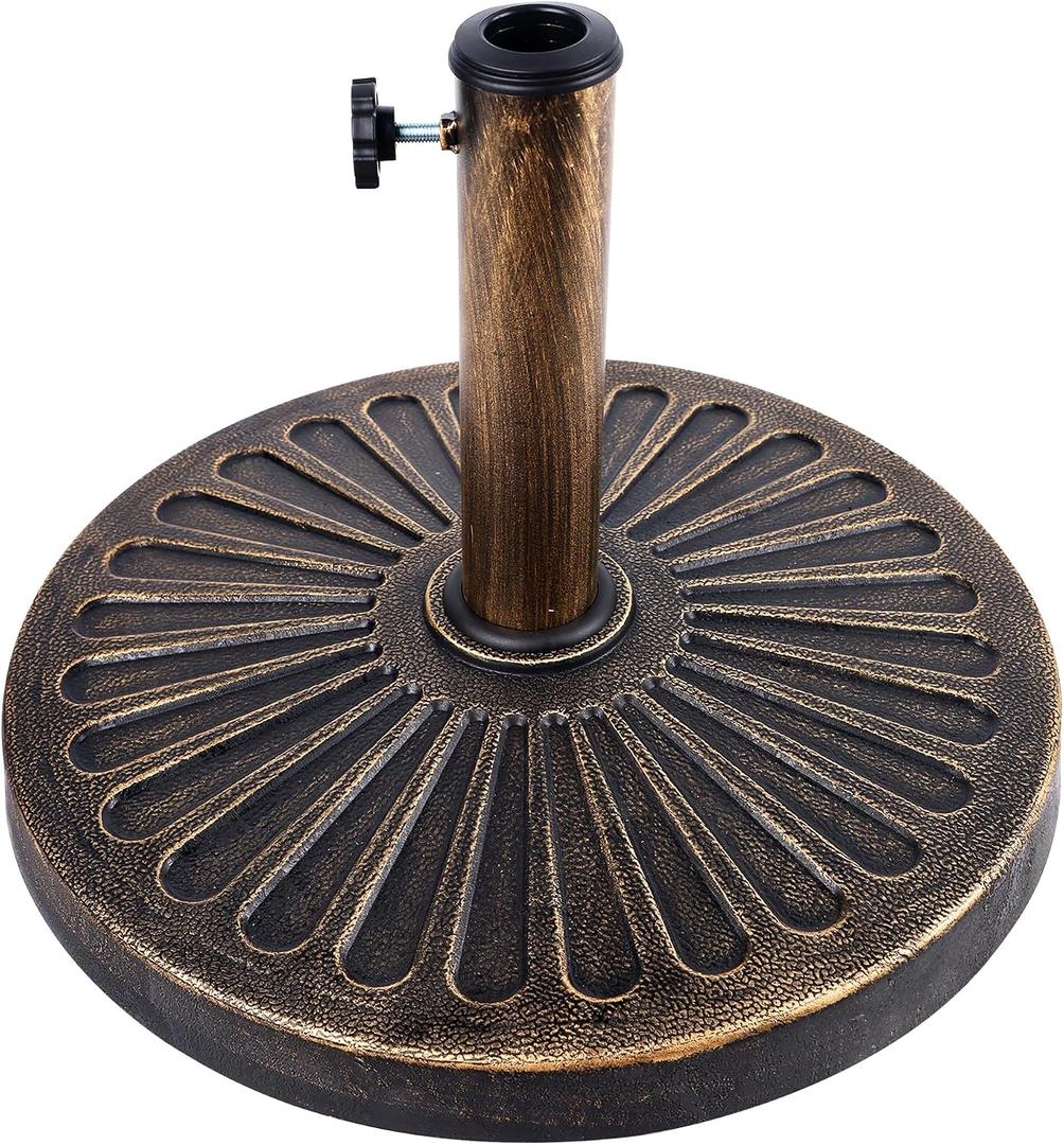Blissun 26.5 lbs Outdoor Living Heavy Duty Round Antiqued Patio Umbrella Base, Bronze