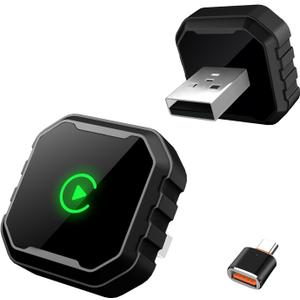 Wireless CarPlay Adapter for iPhone, Mini USB Design for Cars with Wired CarPlay, Fast Connection,5.8GHz WiFi,No Delay, Compatible with iOS 10+ & iPhone 6+, USB/Type C,Plug and Play (Dark Black)