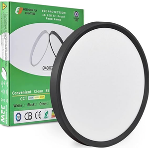 24 Inch Black LED Flush Mount Ceiling Light, 32W, 3480LM, 3CCT Selectable