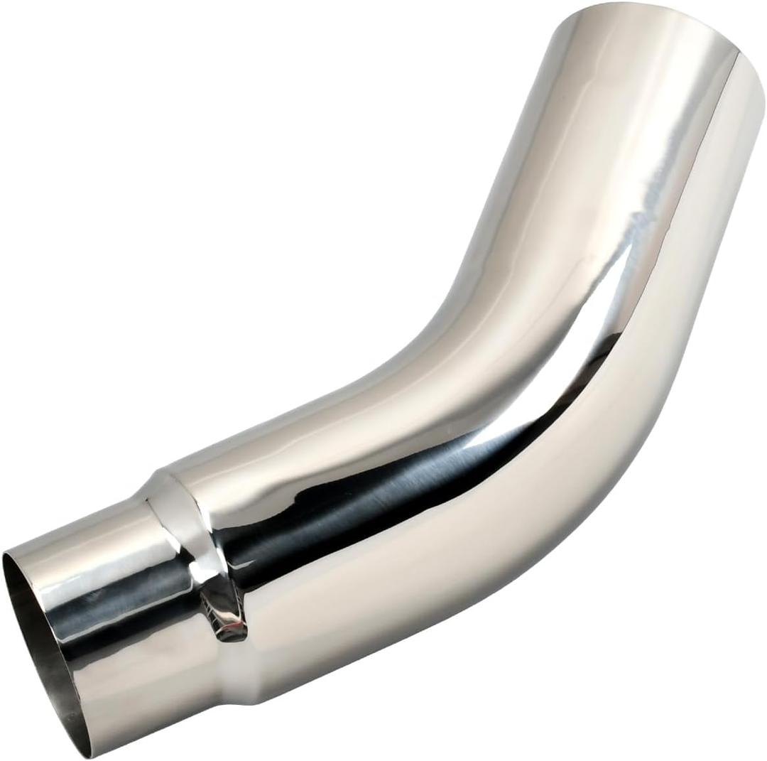5 Inch Stainless Steel Polished Diesel Exhaust Elbow Tip,5'' Inlet 6'' Outlet Side Exit Exhaust Tip, 23'' Length Turndown Exhaust Pipe