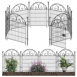 Tall Garden Animal Barrier Fence With Gate, 38 in(H)×26 1/2in(L) 9 Panels Dog Digging Fences Barrier, Black Metal Temporary Fencing, Reusable Defense Fence For Outdoor Yard. Total 17 Ft│Patented
