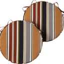Greendale Home Fashions Outdoor 18-inch Round Reversible Seat Cushion, 2-Pack, Espresso Stripe 2 Count