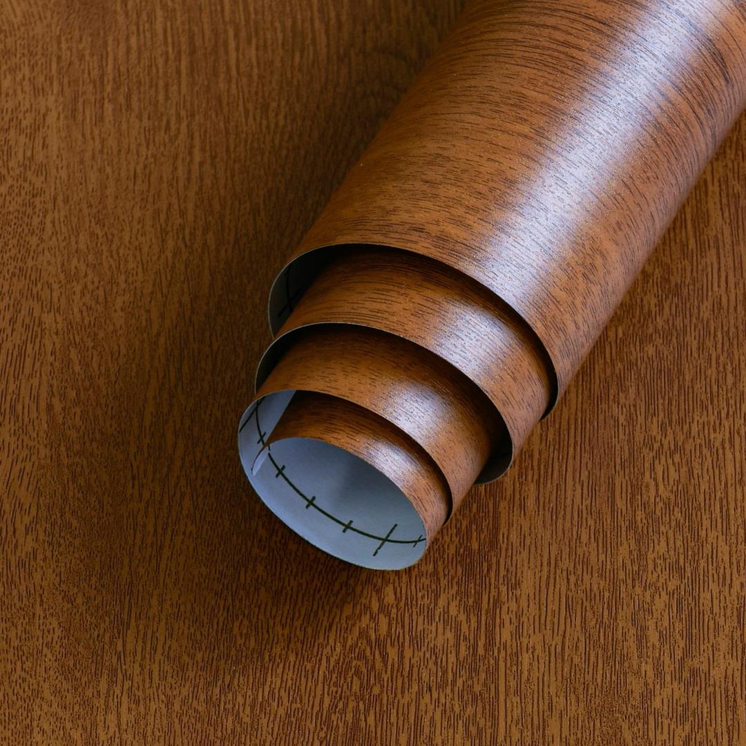 HOLOMEY Large Wood Contact Paper 48x354 inch Brown Wood Peel and Stick Wallpaper Removable Self-Adhesive Wood Grain Vinyl Wrap Thicken Wooden Look Decor Wallpaper for Kitchen Countertop Wall Covering