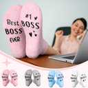 4 Pairs Best Boss Ever Socks for Women Lady Boss Christmas Appreciation Gifts Chaos Coordinator Gifts for Office (Light Color)