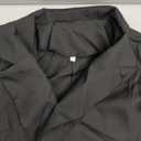 3/4 Roll Tab Sleeve Open Front Blazer Women's Casual Work Jacket (Black) L