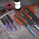 WELLSTAR Knife Edge Guards Set, 11 Piece Universal Blade Covers, BPA Free ABS Protective Blade Sheaths, Non-Scratch Felt Lining Kitchen Knives Covers (Knives not included)