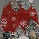 Artoid Mode Grey Snowman Deer Tree Christmas Area Rug, Winter Home Decor Low-Profile Washable Area Rugs for Entryway Bedroom Living Room Laundry Room Indoor 5x7 Feet