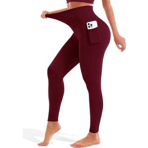 Blue Breath Leggings with Pockets for Women-High Waisted Full Length Yoga Pants Tummy Control Workout Athletic Daily S