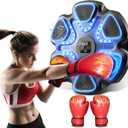Music Boxing Machine, Boxing Machine Wall Mounted Music with Gloves, Electronic Boxing Target for Adults, Smart Boxing Training Equipment, Boxing Machine for Home and Gym (Black)