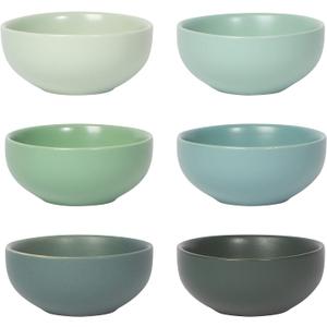 Now Designs Leaf Ceramic Pinch Bowl Set, Mini Bowls for Dipping and Seasoning-Soy Sauce Dish, Set of 6, 2 oz