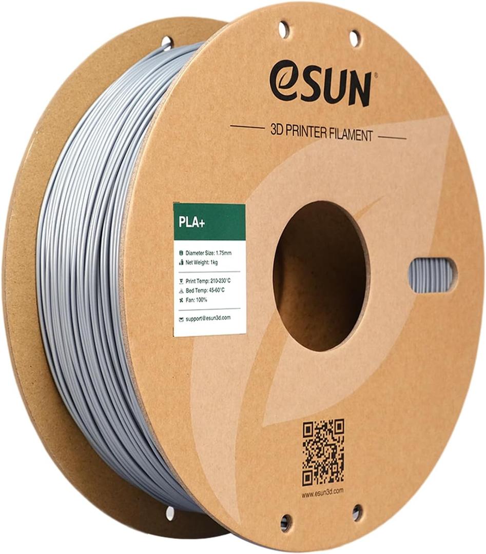 eSUN PLA+ Filament 1.75mm, 3D Printer Filament PLA Plus, Dimensional Accuracy +/- 0.03mm, 1KG Spool (2.2 LBS) 3D Printing Filament for 3D Printers, Silver