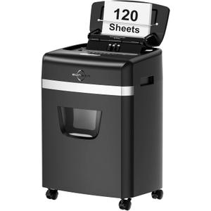 BONSEN Shredder for Office, 120-Sheet Auto Feed Paper Shredder, Micro Cut Paper Shredders for Home Office Use, 30 Minutes/High Security Level P-4/6 Gallon Bin (S3110)