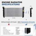 CU2423 34'' Engine Coolant Radiator Compatible with Chevy Silverado Suburban Tahoe, GMC Sierra Yukon, Cadillac Escalade, Hummer H2 1999-2014 4.3L 4.8L 5.3L 6.0L 6.2L without EOC