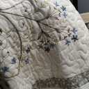 vctops Elegant Embroidered Quilt Set Farmhouse Patchwork Reversible Bedspread Coverlet 3 Piece Cotton Quilted Bedding Set for All Season, 1 Quilt + 2 Pillow Sham (119x117 in)