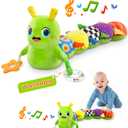 Baby Toys 0-6 Months, Washable Baby Musical Caterpillar Toys with 10 Children's Songs, Rattles, Teething Toys, Suitable for 0-6, 6-12 Months Infant Tummy Time Toy, Newborn Baby Boy&Gril Toy(Green)