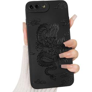 Lovmooful Compatible for iPhone 7Plus/8Plus Case Cute Cool Dragon Black Design for Girls Women Soft TPU Shockproof Protective Girly for iPhone 7Plus/8Plus-Dragon