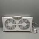 shinic Twin Window Fan, 9-Inch Blades Reversible Airflow, Thermostat Control, 3 Speeds, 23.8"-37" Expandable Width, Window Exchaust Fans for Home Bedroom, ETL Certified