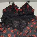 Alrovetoney Women Plus Size Babydoll Lingerie Lace Chemise Mesh Sleepwear Strappy Sexy Nightgown Boudoir Outfit 1XL