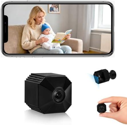 2025 New Upgraded Mini Camera Hidden Camera, WiFi Wireless Small Nanny Cam Real 1080P with Night Vision for Indoor Security, Tiny Secret Camaras Espias Ocultas for Baby/Pet with APP Remote Viewing