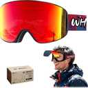 Whale Magnetic Flip-up Ski goggles, eyewear-style goggles For Men, Women And teenagers - 100% UV Protection (Red Polarizer, Child/6-14)