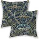 BETGINY Vintage Floral Boho Pillow Covers 20x20 Inch 2 Pcs, Navy Blue Green William Morris Flower Decorative Throw Pillows,Rustic Botanical Outdoor Decor Pillowcase Linen Cushion Cover for Couch Sofa