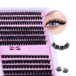 280 Pcs Individual Eye lash 3D Curl Lash Clusters Extensions Clusters 60D/100D Cluster Eyelash Lashes Fluffy Wispy Clusters Lashes Makeup at Home - DIY Lash Extension Kit for Self pestaas falsas