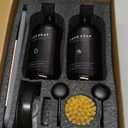 [Luxury] Kitchen Soap Dispenser Set - 16OZ Amber Glass Bottle, Stainless Steel Pump, Instant Dry Tray, Waterproof Labels, Non-Slip Silicone Pad, and Dish Brush | Upgrade for Your Kitchen and Bathroom