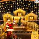 LED Christmas Lights, Waterproof 8 Modes Ice Lights for Outside with Memory and Timer Hanging Fairy Lights Plug-in Curtain String Lights for Holiday Party Wedding Home (Warm White)