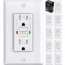 10 Pack GFCI Outlets 15 Amp, Tamper Resistant (TR), Self-Test GFI Receptacles with LED Indicator, Ground Fault Circuit Interrupter, Decor Wallplate Included, UL Listed, White