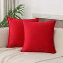 JIAHANNHA Velvet Red Throw Pillow Covers Pack of 2 Decorative Soft for Couch Sofa Bedroom Livingroom Car 1818 Inches