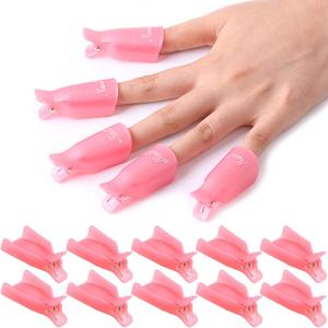 KINGMAS 10 Pcs Gel Nail Polish Remover Clips, Plastic Acrylic Nail Art Remover Soak Off Wrap Cleaner Cap Clip